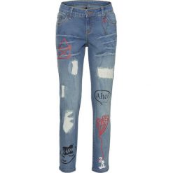 Jeansy damskie: Dżinsy SKINNY z malowanymi motywami bonprix niebieski bleached