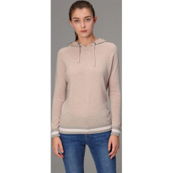 Sweter w kolorze beżowym. Brązowe swetry klasyczne damskie marki Manode, s, z kaszmiru, z kapturem. W wyprzedaży za 391,95 zł.