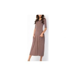 SUKIENKA ABO | Z KIESZENIAMI MIDI CAPPUCCINO. Brązowe sukienki na komunię marki Meleksima, l, z materiału, midi, oversize. Za 125,30 zł.
