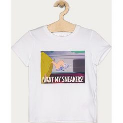 Name it - T-shirt dziecięcy 122-164 cm. Białe bluzki dziewczęce Name it, z nadrukiem, z elastanu, z okrągłym kołnierzem, z krótkim rękawem, krótkie, bez kaptura. Za 69,90 zł.
