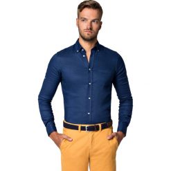 Koszula Granatowa Cheryl. Niebieskie koszule męskie LANCERTO, na lato, m, bez wzorów, z bawełny, button down, z krótkim rękawem. Za 299,90 zł.