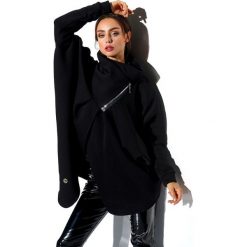 Bluza o oversizowym kroju z zamkiem czarny. Czarne bluzy damskie Lemoniade, uniwersalny, bez wzorów, bez rękawów, bez kaptura. Za 179,00 zł.