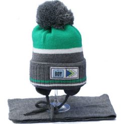Czapka dziecięca z szalikiem CZ+S 024B szaro-zielona r. 46-50. Szare czapeczki niemowlęce Proman. Za 45,25 zł.