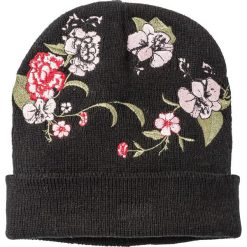 Czapka z haftem bonprix czarno-kolorowy. Czarne czapki zimowe damskie marki bonprix, z haftami. Za 44,99 zł.