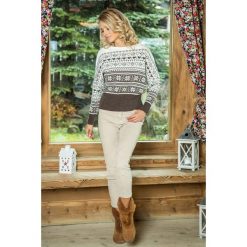 Espresso Nietoperzowy Sweter w Skandynawskie Wzory. Pomarańczowe piżamy damskie marki Molly.pl, uniwersalny, bez wzorów, z jeansu, bez rękawów, bez kaptura. Za 89,90 zł.