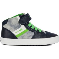 Sneakersy "Gisli" w kolorze szaro-granatowym. Szare trampki chłopięce geox kids, bez wzorów, z okrągłym noskiem, bez zapięcia. W wyprzedaży za 134,95 zł.