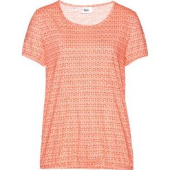 Shirt, krótki rękaw bonprix łososiowy z nadrukiem. Pomarańczowe koszulki damskie marki bonprix, z nadrukiem, bez kołnierzyka, z krótkim rękawem. Za 34,99 zł.