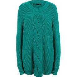 Sweter w warkocze, długi rękaw bonprix dymny szmaragdowy. Niebieskie swetry klasyczne damskie marki bonprix. Za 89,99 zł.