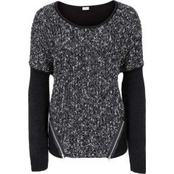 Sweter bonprix czarny melanż. Czarne swetry klasyczne damskie bonprix, na zimę, z dzianiny, z okrągłym kołnierzem. Za 129,99 zł.