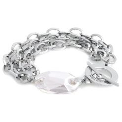 Bransoletki damskie: Bransoletka w kolorze srebrnym z kryształem Swarovski