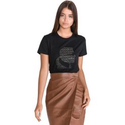Karl Lagerfeld Koszulka Czarny. Czarne koszulki damskie KARL LAGERFELD, m, z haftami, z bawełny, bez kołnierzyka. Za 438,95 zł.