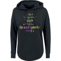 Colorful Mind Bluza z kapturem damska czarny. Czarne bluzy z nadrukiem damskie marki Colorful Mind, l, z długim rękawem, długie, z kapturem. Za 99,90 zł.