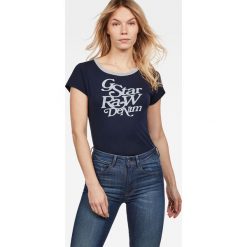 G-Star Raw - Top. Niebieskie bluzki damskie G-Star RAW, s, z nadrukiem, z bawełny, z okrągłym kołnierzem. Za 139,90 zł.