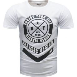 Koszulka męska t-shirt biały Recea. Białe koszulki męskie Recea, xl, z nadrukiem, z bawełny, klasyczne. W wyprzedaży za 26,99 zł.