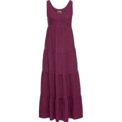 Sukienka shirtowa bonprix jeżynowy. Fioletowe sukienki damskie bonprix, bez wzorów, bez kołnierzyka, bez rękawów. Za 89,99 zł.