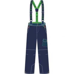 Chinosy chłopięce: IGUANA Spodnie ocieplane dziecięce NOLANI JRB Blue Depths/ Poison Green/ Green Print r. 152
