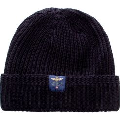 Czapka AERONAUTICA MILITARE. Niebieskie czapki męskie na zimę, z aplikacjami, klasyczne. Za 300,00 zł.