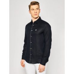 Koszula Emporio Armani 3H1CP5 1NJIZ 0920. Niebieskie koszule męskie Emporio Armani, xl, bez wzorów, ze lnu, casualowe, bez kołnierzyka, bez rękawów. W wyprzedaży za 449,00 zł.