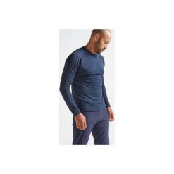 Koszulka fitness kardio z długim rękawem męska FTS 500 niebieski melanż. Niebieskie koszulki męskie DOMYOS, m, bez wzorów, z poliesteru, bez kołnierzyka, z długim rękawem, długie, na fitness i siłownię. Za 69,99 zł.