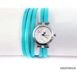 Bransoletki damskie: Zegarek, bransoletka – Motyle – niebieski