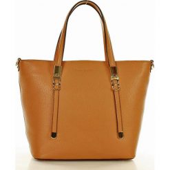 MARCO MAZZINI Torebka skórzana handbag trapezio camel. Brązowe kuferki damskie marki MAZZINI, w paski, ze skóry, klasyczne, na ramię, bez dodatków. Za 349,00 zł.