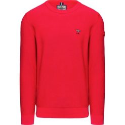 Sweter AERONAUTICA MILITARE. Czerwone swetry męskie Aeronautica Militare, z aplikacjami, z dzianiny, bez kołnierzyka, bez kaptura. Za 480,00 zł.