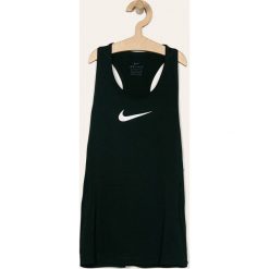 Nike Kids - Top dziecięcy 137-166 cm. Różowe bluzki dziewczęce Nike Kids, z nadrukiem, z elastanu, z okrągłym kołnierzem, bez rękawów, bez kaptura. W wyprzedaży za 69,90 zł.