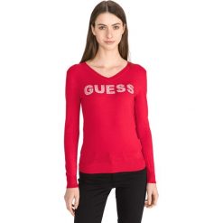 Guess Megan Sweter Czerwony. Czerwone bluzy damskie Guess, l, z haftami, z elastanu. Za 307,95 zł.