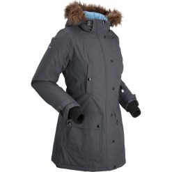 Długa kurtka outdoorowa funkcyjna z kapturem bonprix antracytowy. Szare kurtki damskie bonprix, s, bez wzorów, długie, z kapturem. Za 269,99 zł.