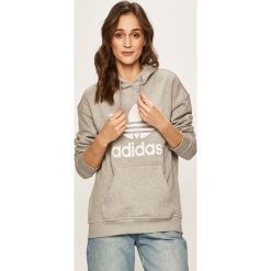 Adidas Originals - Bluza. Szare bluzy damskie adidas Originals, z nadrukiem, z elastanu, bez rękawów, z kapturem. W wyprzedaży za 199,90 zł.