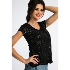 Czarny Połyskujący T-shirt 21057. Czarne t-shirty damskie marki Fasardi, m. Za 19,00 zł.