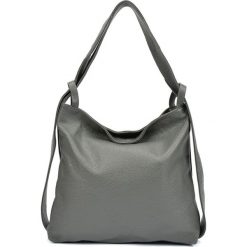 Shopper bag damskie: Skórzana torebka w kolorze szarym – (D)40 x (S)36 cm