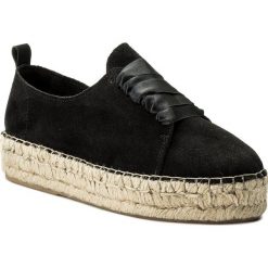 Espadryle EVA MINGE - Oropesa 3B 18PM1372327ES 201. Czarne espadryle damskie Eva Minge, na co dzień, bez wzorów, ze skóry, bez obcasa, na płaskiej podeszwie, bez zapięcia. W wyprzedaży za 189,00 zł.