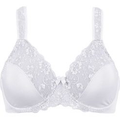 Biustonosz minimizer na fiszbinach bonprix biały. Białe biustonosze bonprix, z haftami, z koronki. Za 54,99 zł.
