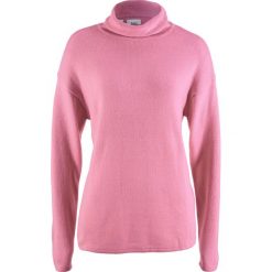 Sweter z golfem bonprix malinowy. Różowe swetry damskie bonprix, bez wzorów, bez rękawów. Za 32,99 zł.