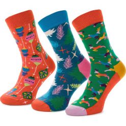 Zestaw 3 par wysokich skarpet unisex HAPPY SOCKS - XMAS08-4003 Kolorowy. Różowe skarpetki damskie Happy Socks, bez wzorów, z elastanu. Za 119,90 zł.