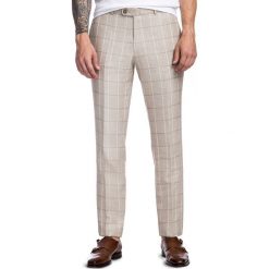 Spodnie LEONARDO GDES900242. Brązowe spodnie męskie Giacomo Conti, m, bez wzorów, z jedwabiu, eleganckie. Za 599,00 zł.
