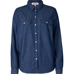 Koszula dżinsowa na ciepłej, miękkiej podszewce bonprix ciemnoniebieski. Niebieskie koszule damskie bonprix. Za 54,99 zł.