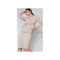 SUKIENKA MIDI GOLF NUDE. Brązowe sukienki damskie Rest_factory, s, bez wzorów, z elastanu, z golfem, bez rękawów, midi. Za 249,00 zł.