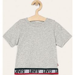 Levi's - T-shirt dziecięcy 86-128 cm. Szare bluzki dziewczęce z bawełny, z okrągłym kołnierzem, krótkie. W wyprzedaży za 79,90 zł.