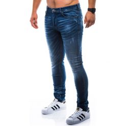 Spodnie męskie jeansowe P784 - granatowe. Niebieskie spodnie męskie Ombre Clothing, m, bez wzorów, z bawełny. Za 59,00 zł.