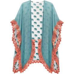 Poncho letnie w słonie bonprix biało-zielony miętowy - łososiowy jasnoróżowy. Białe żakiety damskie bonprix, s, bez wzorów. Za 69,99 zł.
