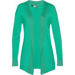 Sweter bez zapięcia z lureksową nitką bonprix szmaragdowy. Zielone swetry damskie marki bonprix, bez wzorów, z wiskozy, bez rękawów, bez kaptura. Za 44,99 zł.