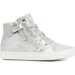 Sneakersy "Gisli" w kolorze srebrnym. Szare trampki dziewczęce geox kids, bez wzorów, na sznurówki. W wyprzedaży za 134,95 zł.