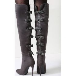 Ciemnoszare Kozaki Fashionable Sue. Szare buty zimowe damskie marki vices, na wysokim obcasie. Za 149,99 zł.