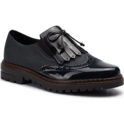Oxfordy RIEKER - 54872-14 Blau. Czarne półbuty damskie Rieker, bez obcasa, na obcasie, bez zapięcia. Za 239,00 zł.