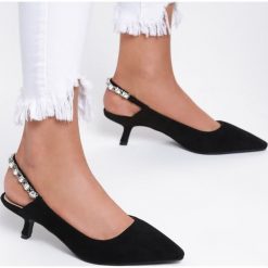 Czarne Czółenka Thousand Suns. Czarne czółenka damskie Renee, w paski, na niskim obcasie. Za 79,99 zł.