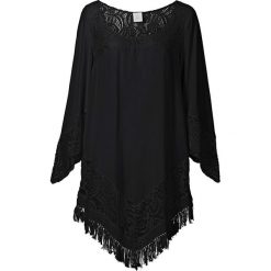 Tunika plażowa bonprix czarny. Czarne tuniki damskie marki bonprix, w koronkowe wzory, z tkaniny. Za 89,99 zł.