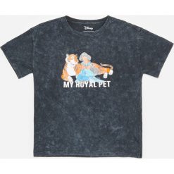 Bawełniany t-shirt księżniczka Dżasmina - Czarny. Czarne t-shirty damskie Reserved, bez wzorów, z bawełny, bez kołnierzyka. Za 39,99 zł.