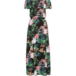 Długa sukienka w kwiaty bonprix czarny w kwiaty. Czarne sukienki damskie bonprix, na lato, w kwiaty, bez kołnierzyka, z długim rękawem, długie, maxi. Za 149,99 zł.